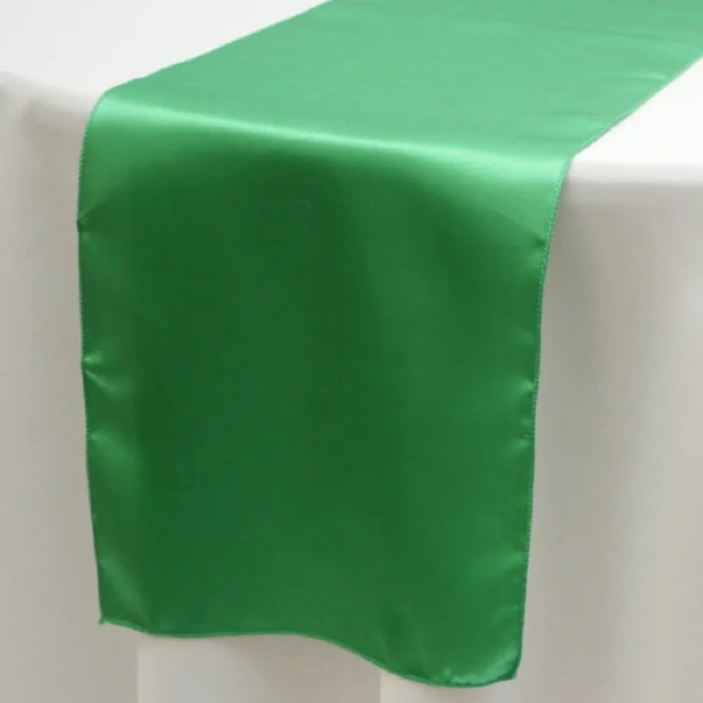 Lot of 5 Green Satin Table Runners – 12” x 108”